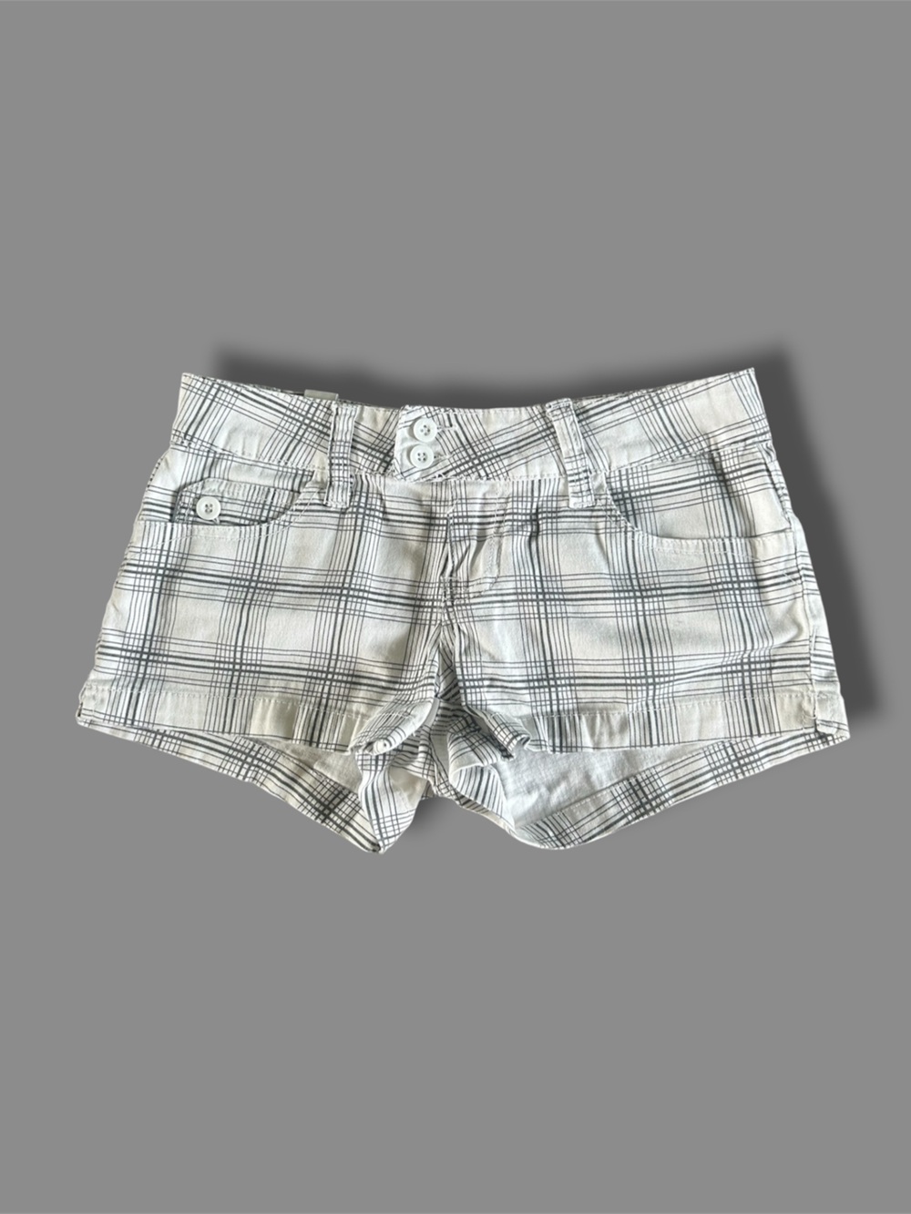 [YMI] White and Gray Plaid Low Rise Shorts